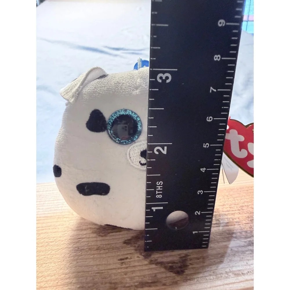 Ty Squish-a-Boos Fetch Dalmatian Dog Plush Backpack Clip 3 inch White Black Spot